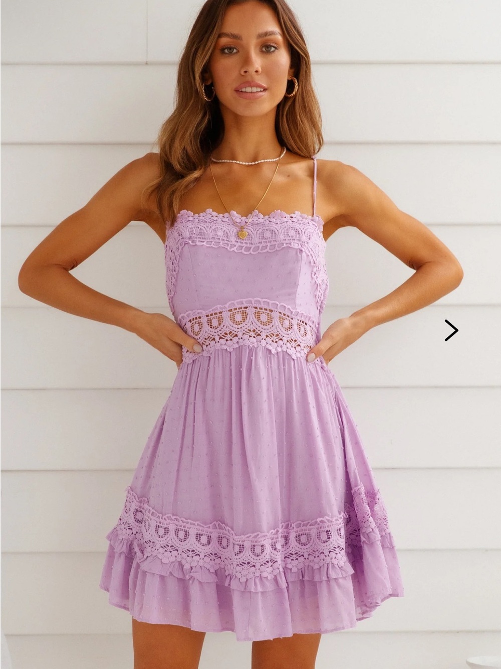 Hello Molly Shady Lady Lavender Lace-Trim Summer Dress - Picture 3 of 16